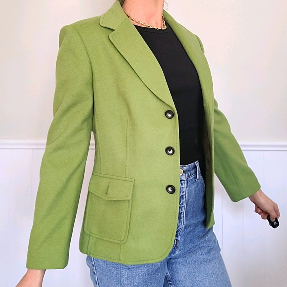 😍Vintage wool and cashmere green blazer